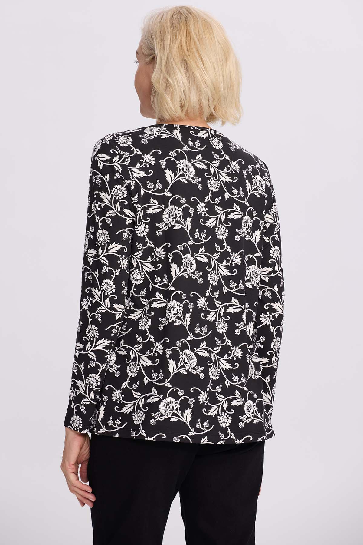 Polera Mujer Evasé Con Aplicación Negro - Image 3