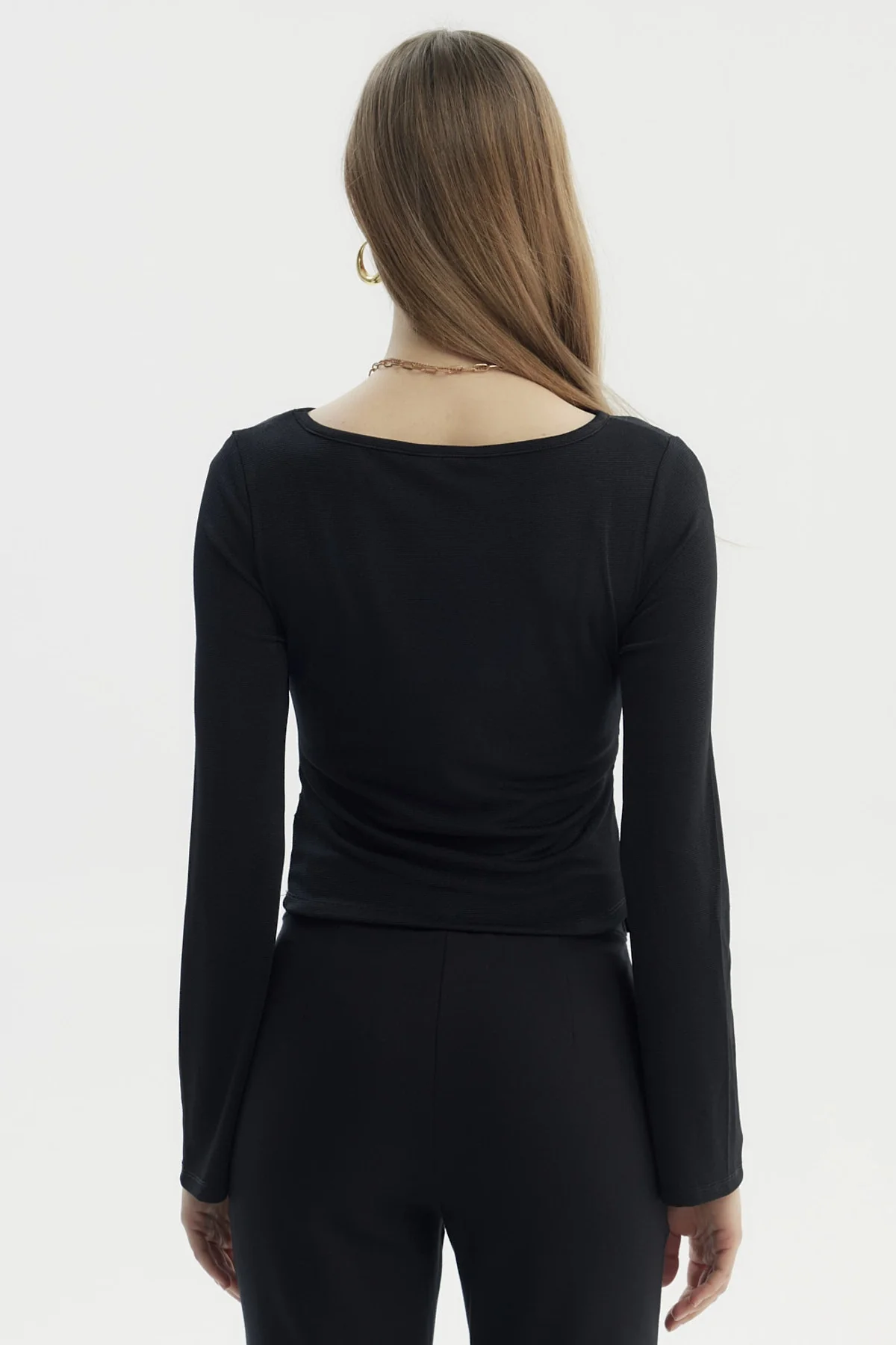 Polera Mujer Flare Recogidos Negro - Image 3