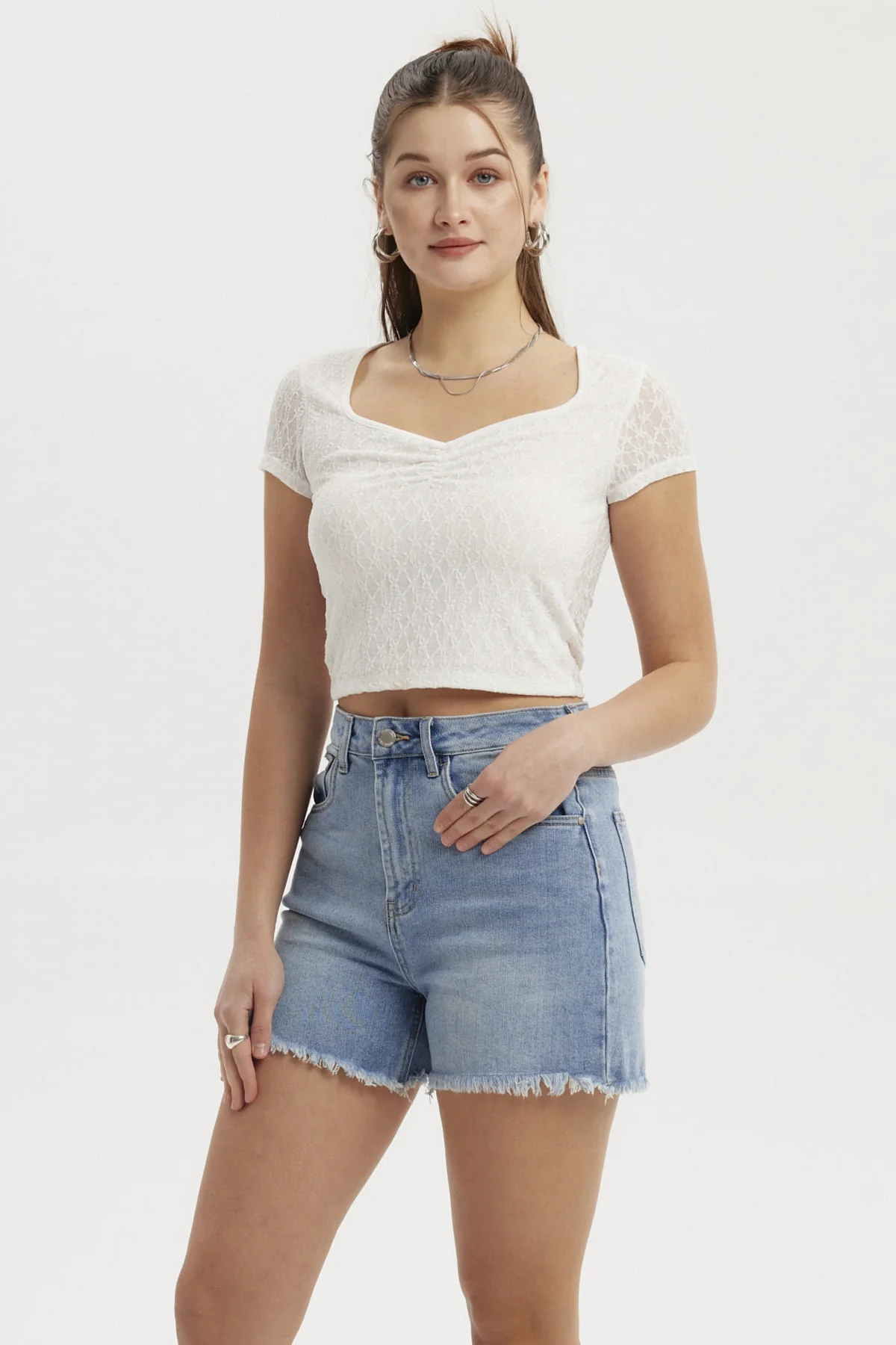 Polera Mujer Fruncido Elástico Blanco - Image 2