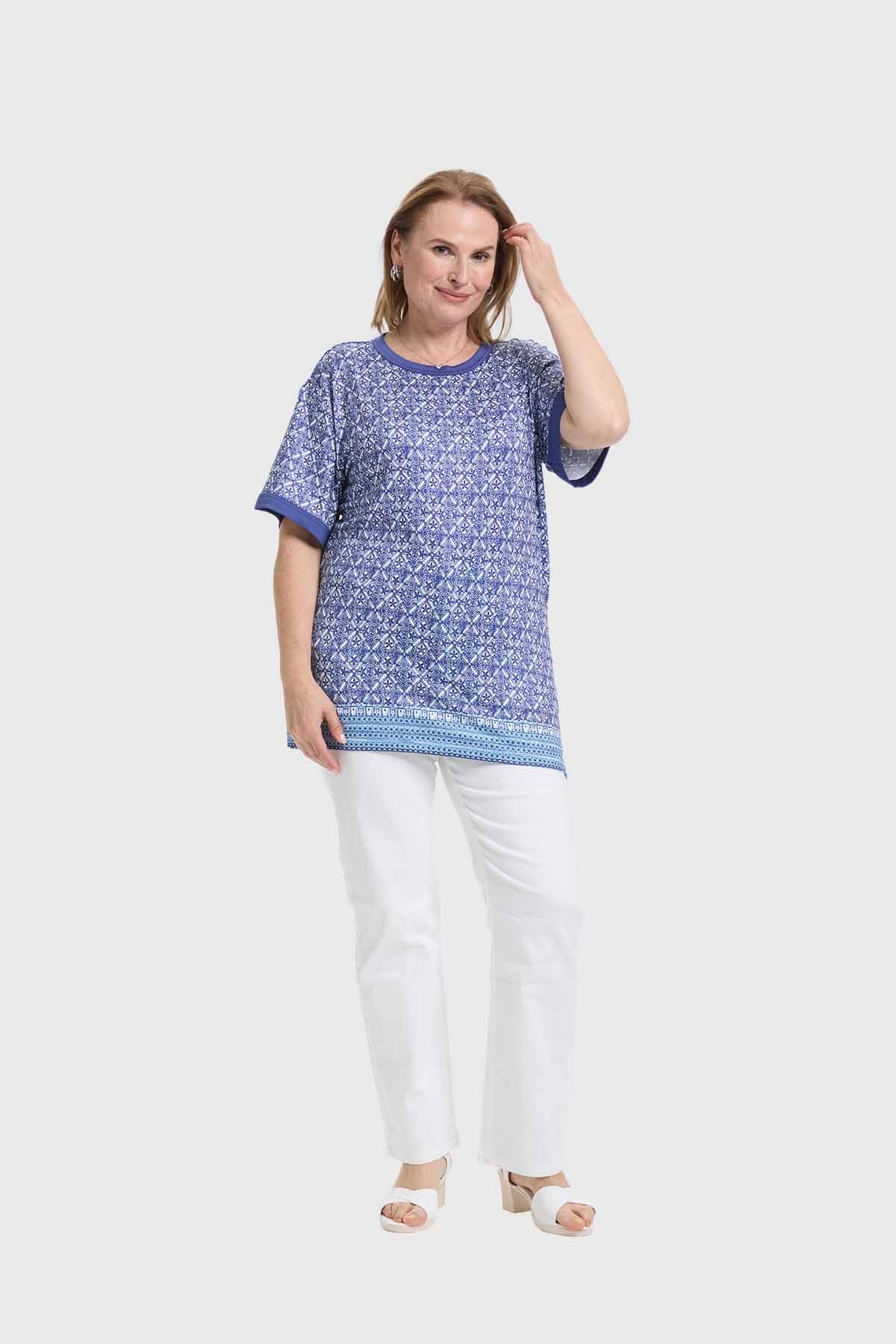Polera Mujer Print Azul - Image 4
