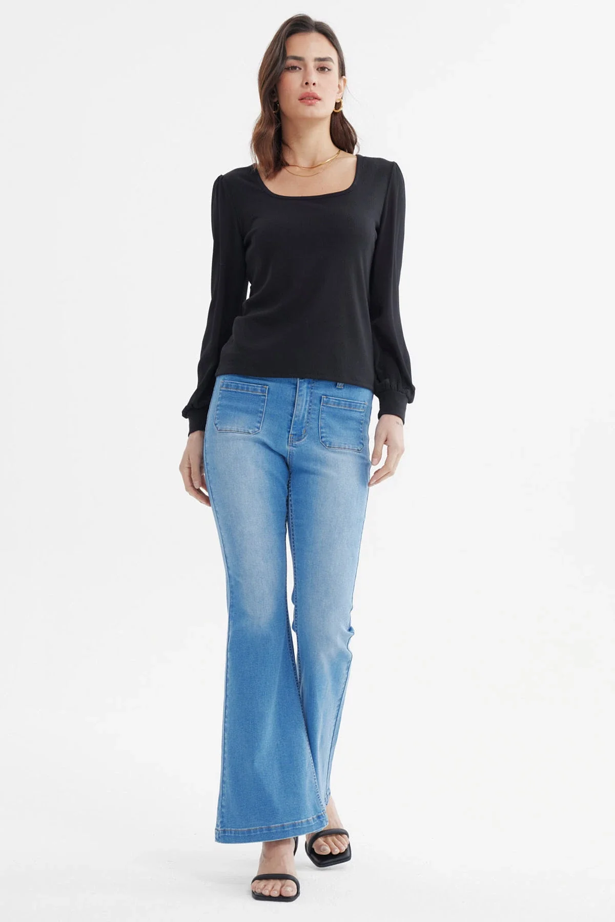 Polera Mujer Globo Escote Cuadrado Negro - Image 4