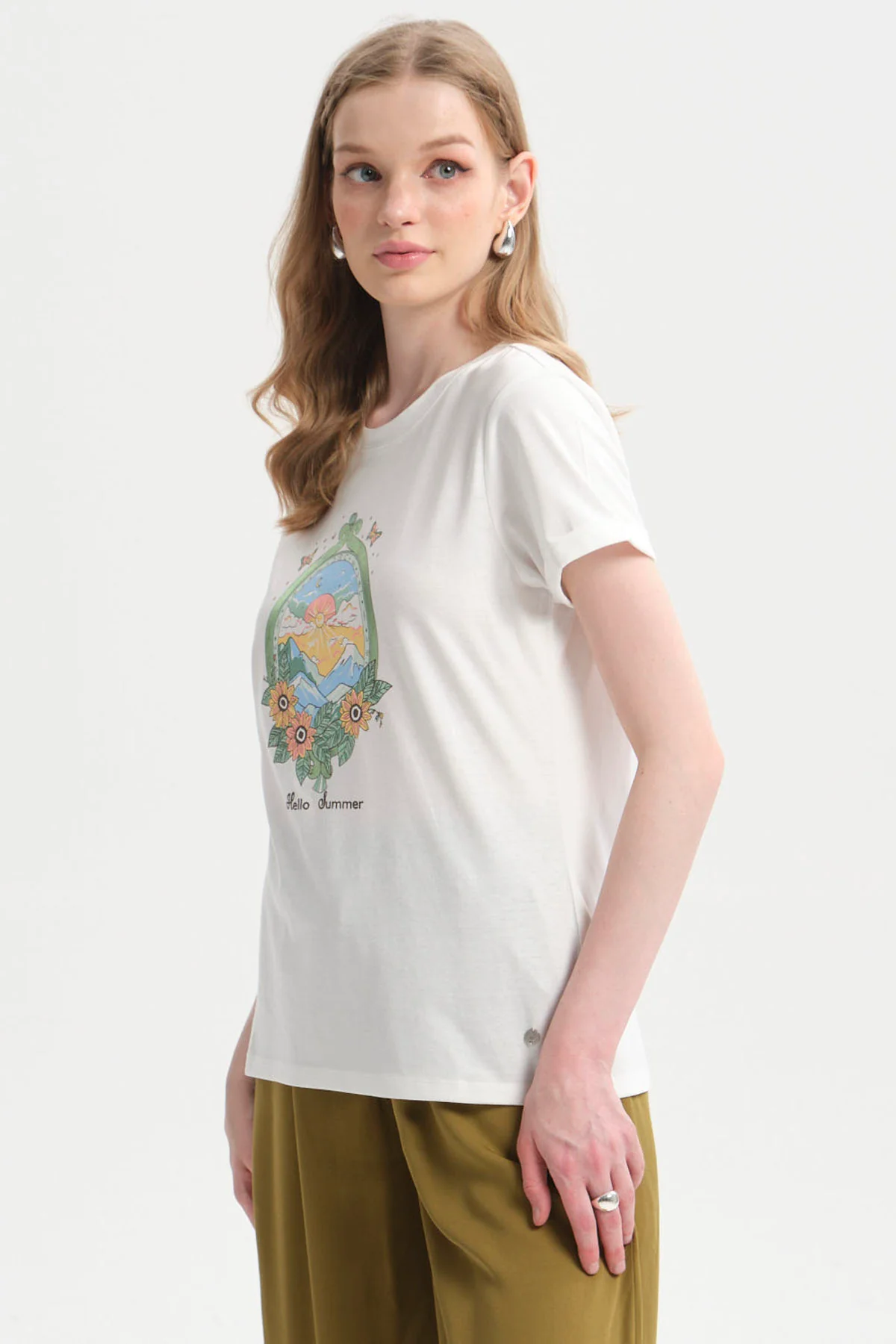 Polera Mujer Gráfica Roll Up Crudo - Image 2