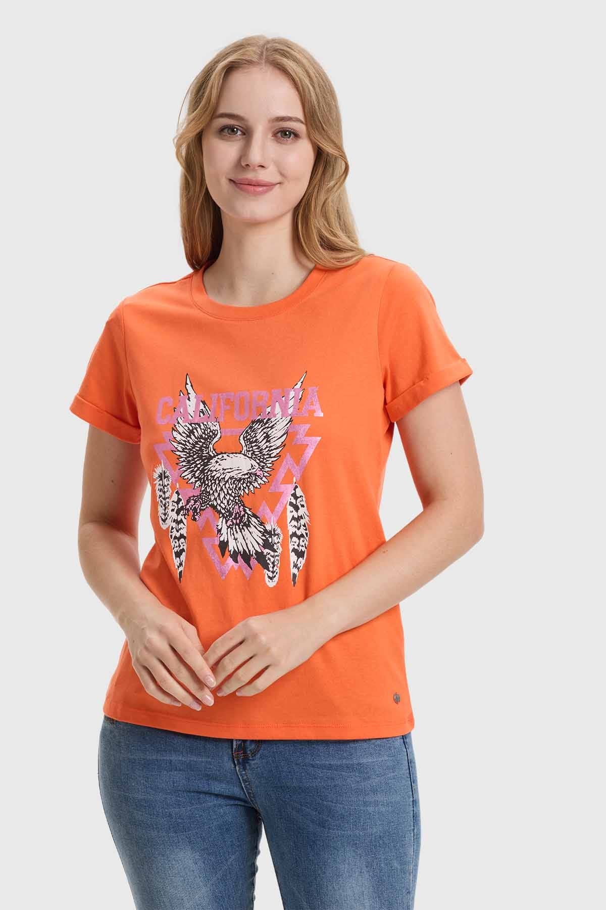 Polera Mujer Gráfica Roll Up Naranjo - Image 2