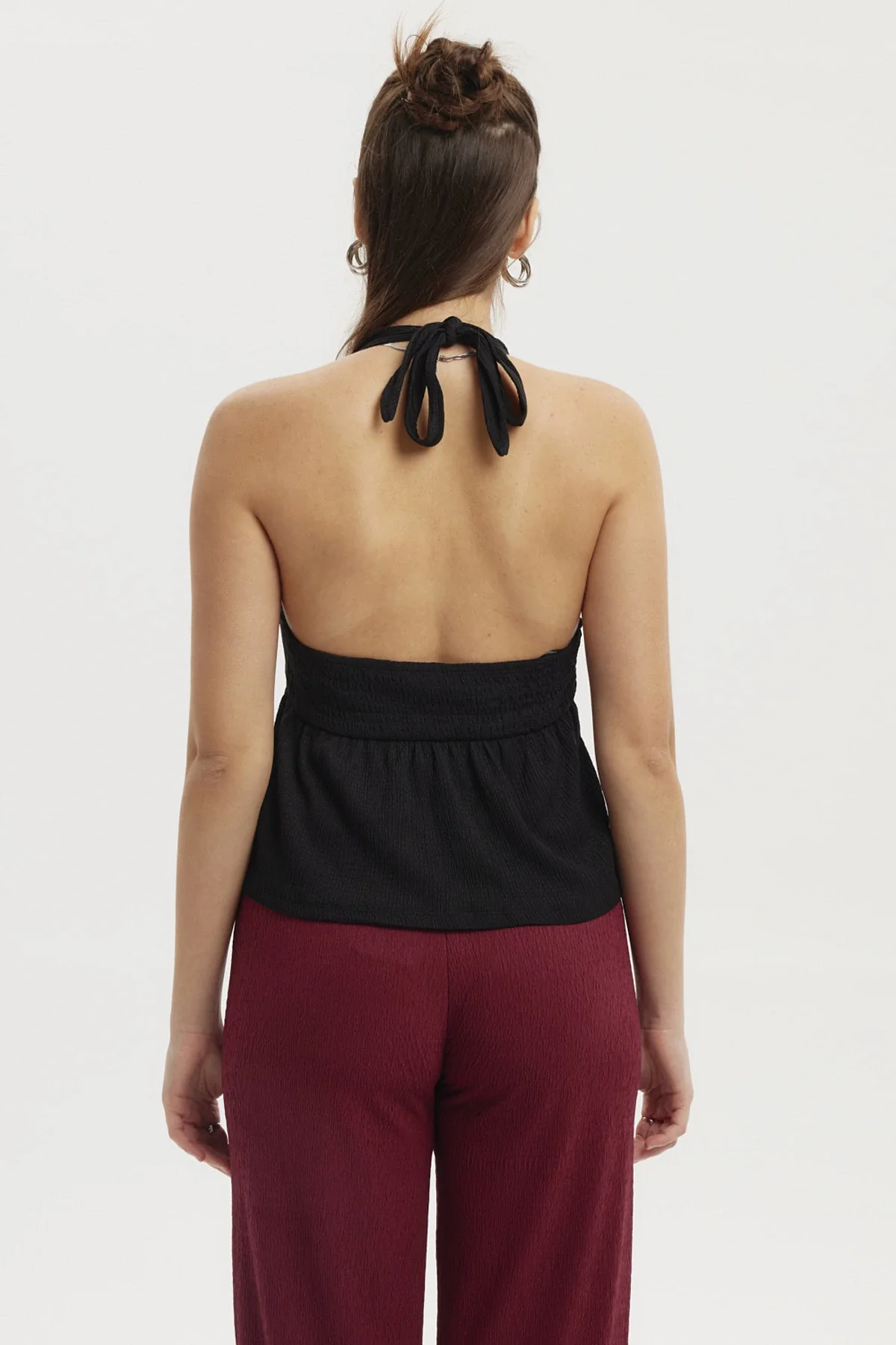 Polera Mujer Halter Con Lazo Negro - Image 3