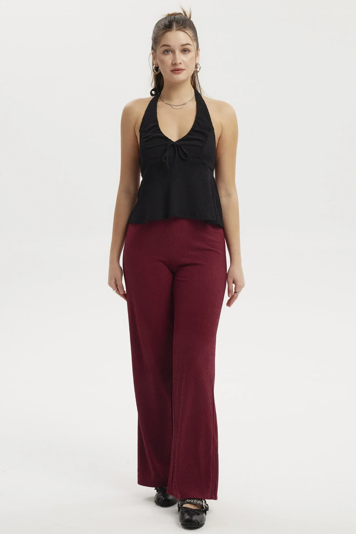 Polera Mujer Halter Con Lazo Negro - Image 4