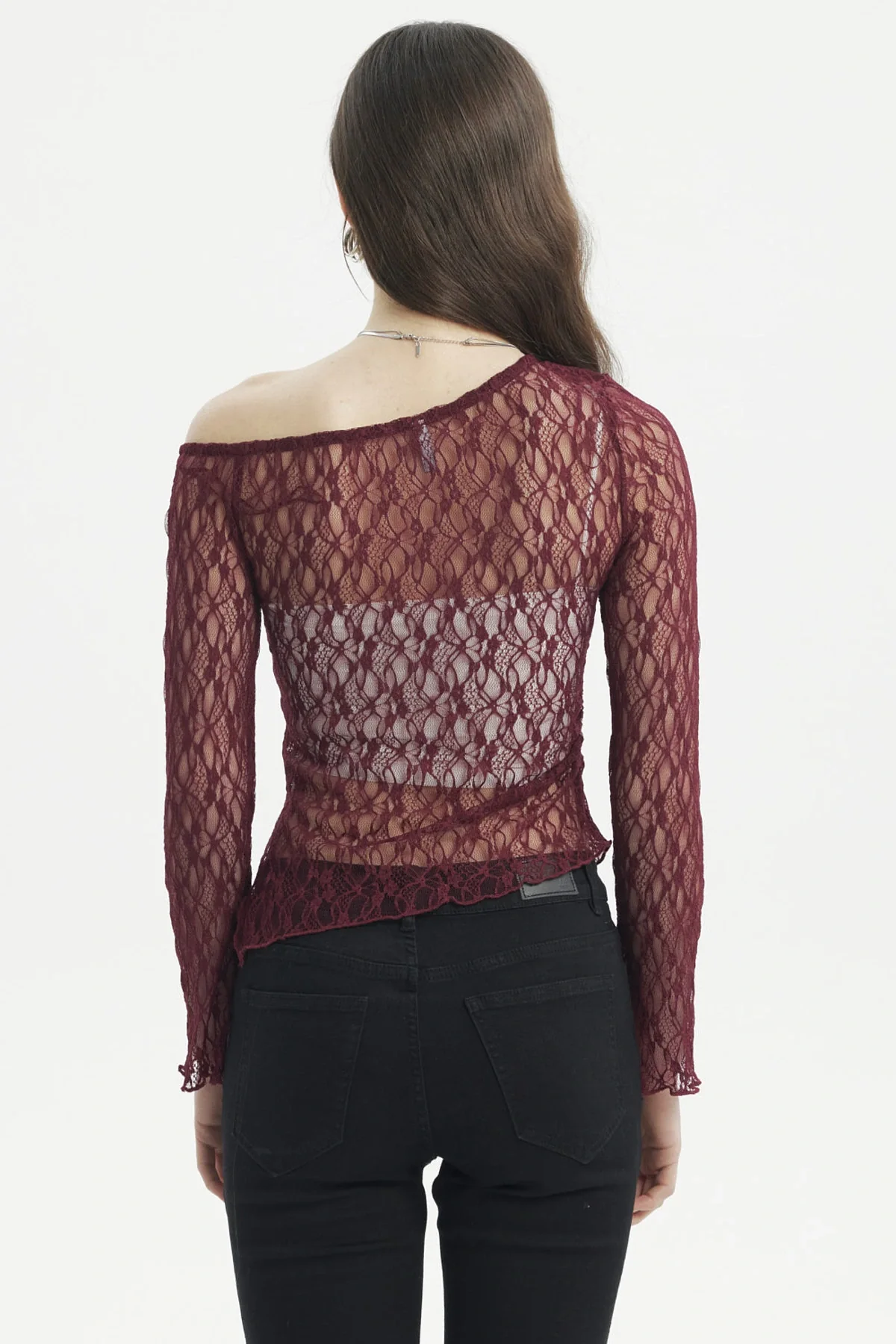Polera Mujer Hombro Asimétrico Vino - Image 3