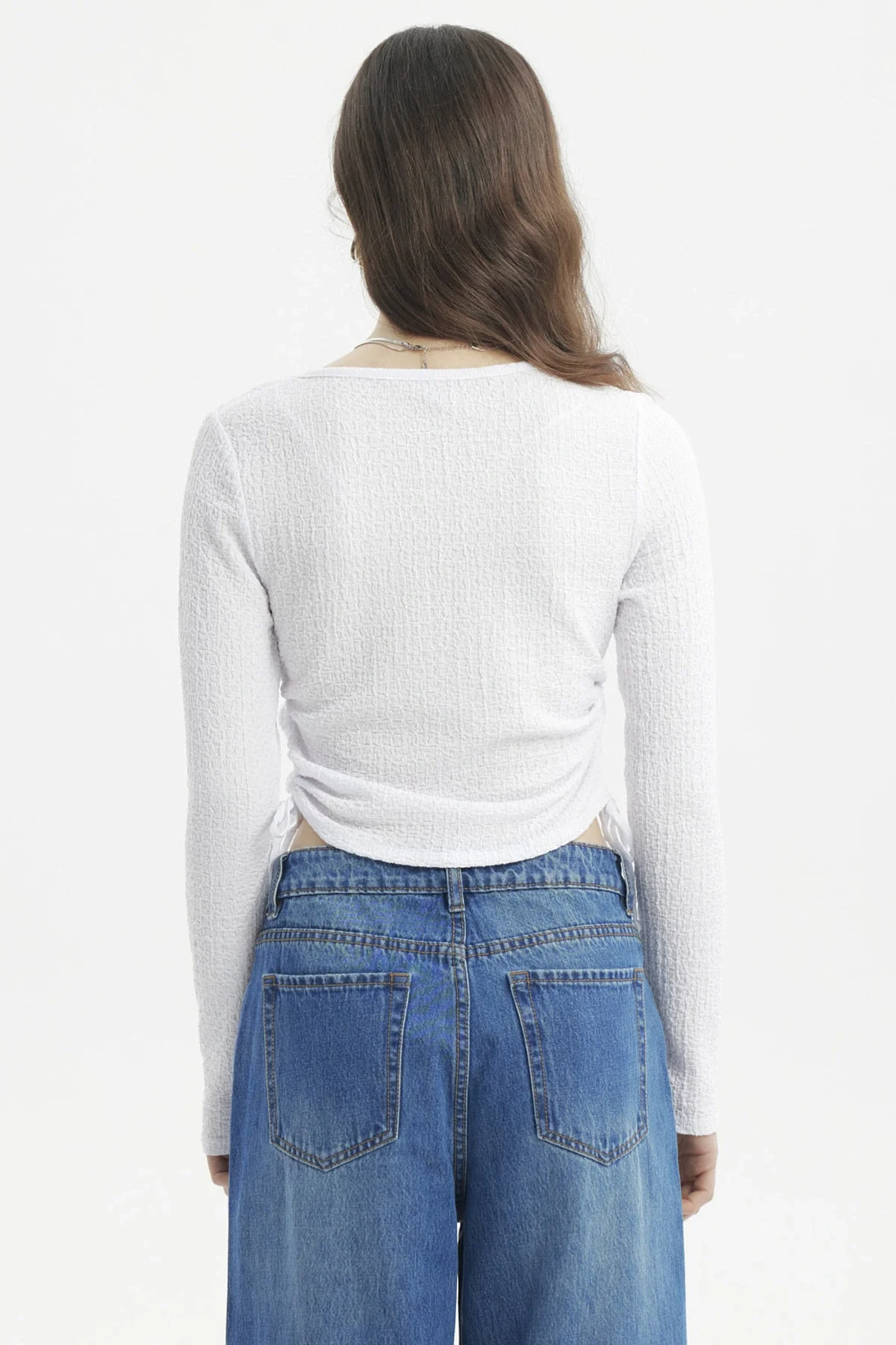 Polera Mujer Jacquard Recogido Blanco - Image 3