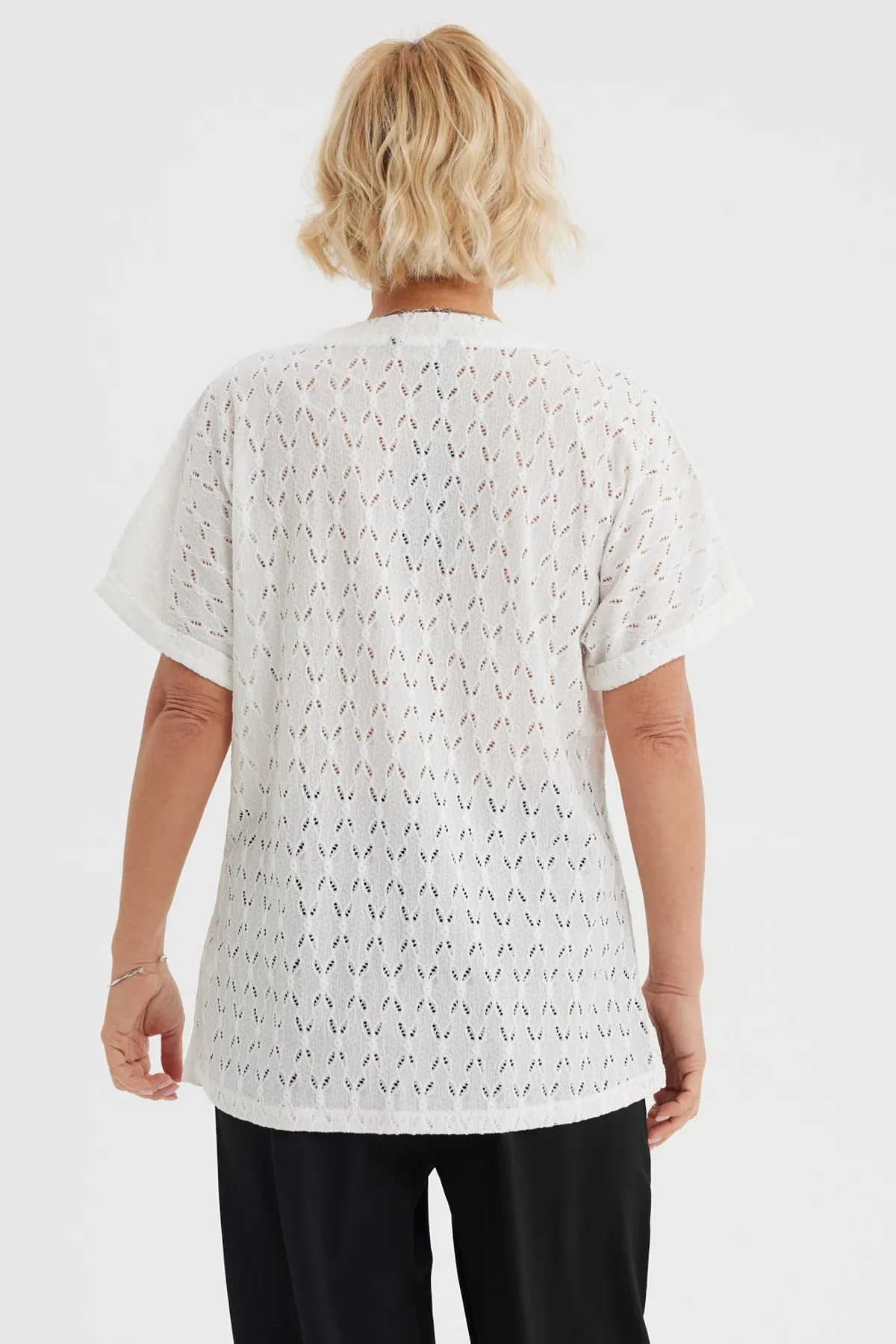 Polera Mujer Lisa Abotonada Crudo - Image 3