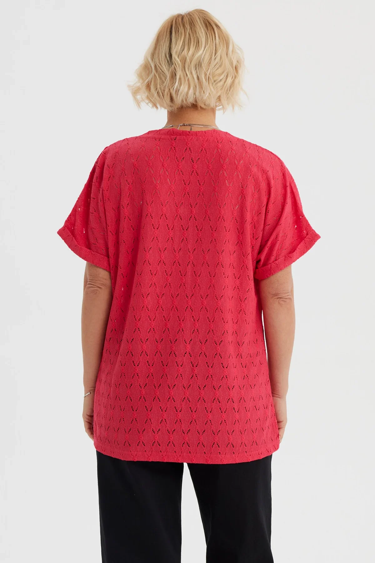 Polera Mujer Lisa Abotonada Fucsia - Image 3