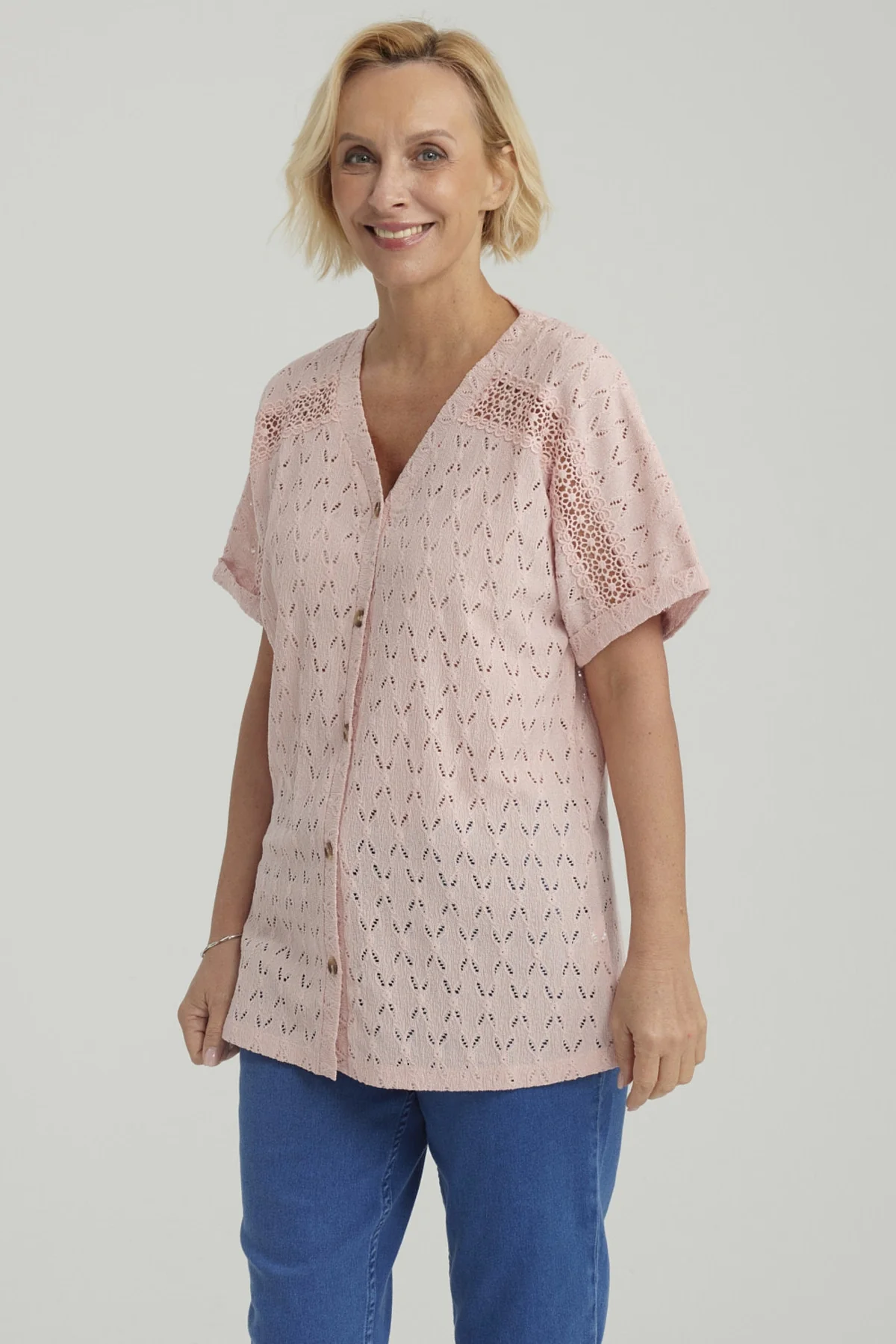 Polera Mujer Lisa Abotonada Palo Rosa - Image 2