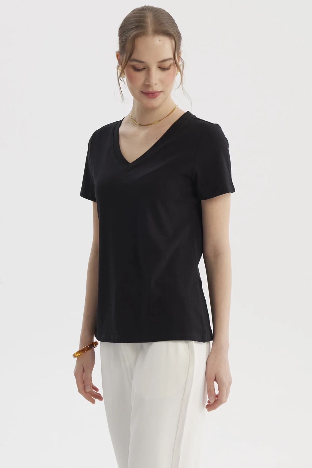 Polera Mujer Lisa Algodón Negro - Image 2