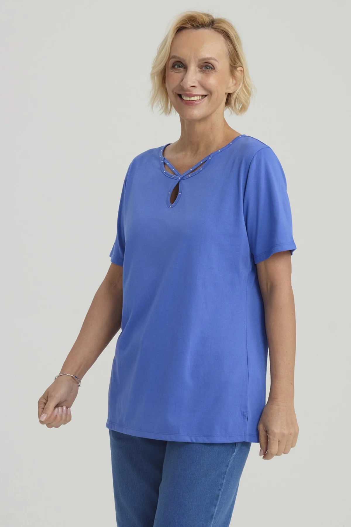 Polera Mujer Lisa Apertura Azulino - Image 2