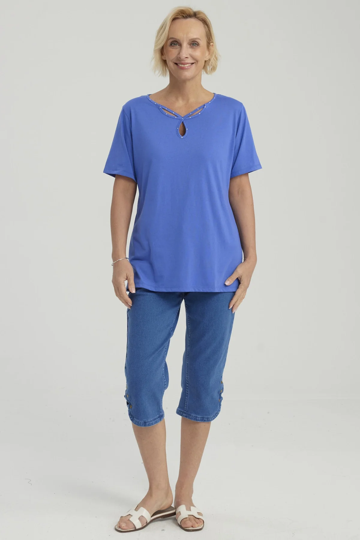 Polera Mujer Lisa Apertura Azulino - Image 4
