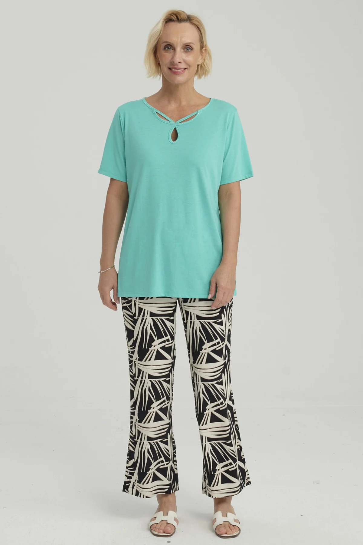Polera Mujer Lisa Apertura Turquesa - Image 4