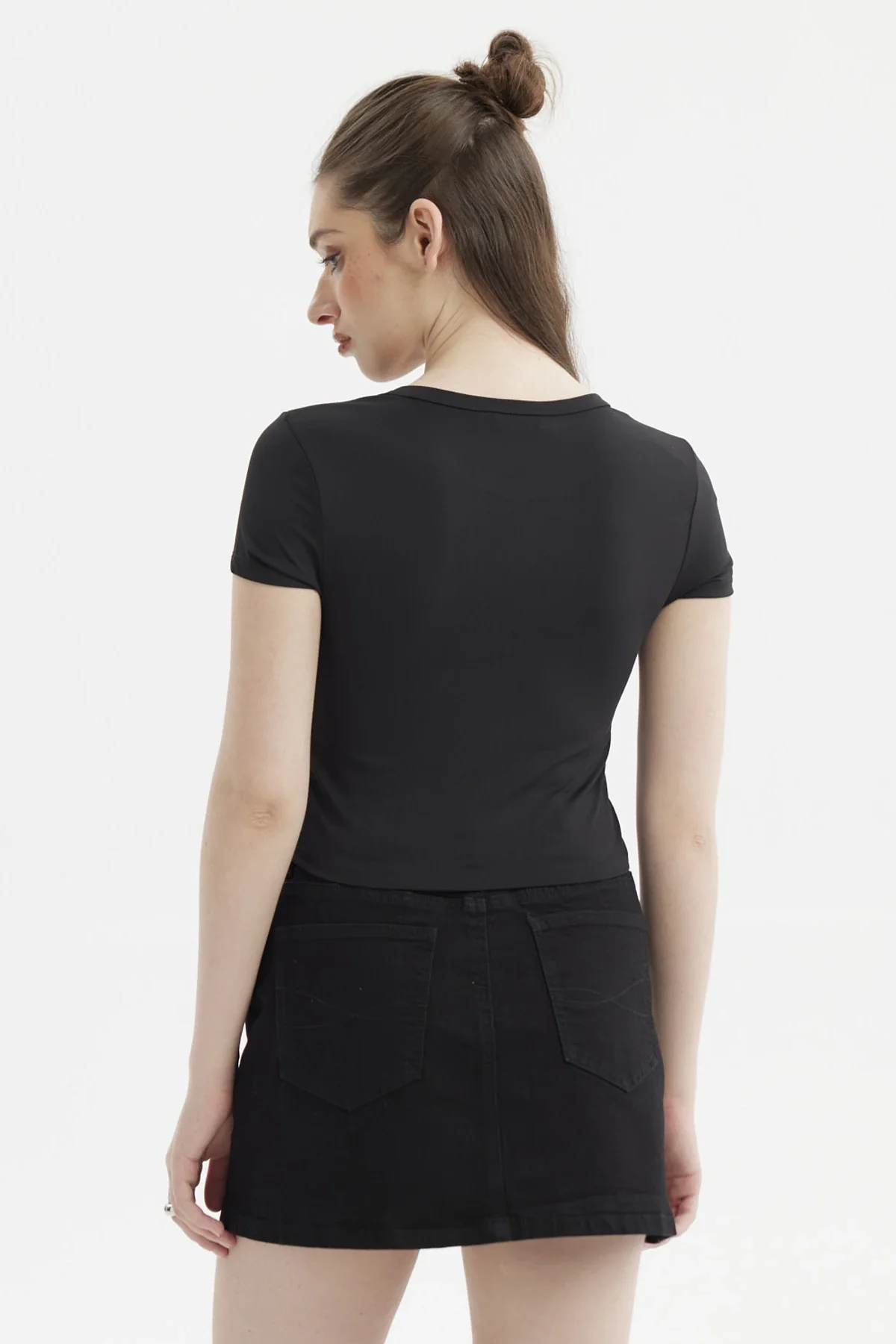 Polera Mujer Lisa Basta Encaje Negro - Image 2