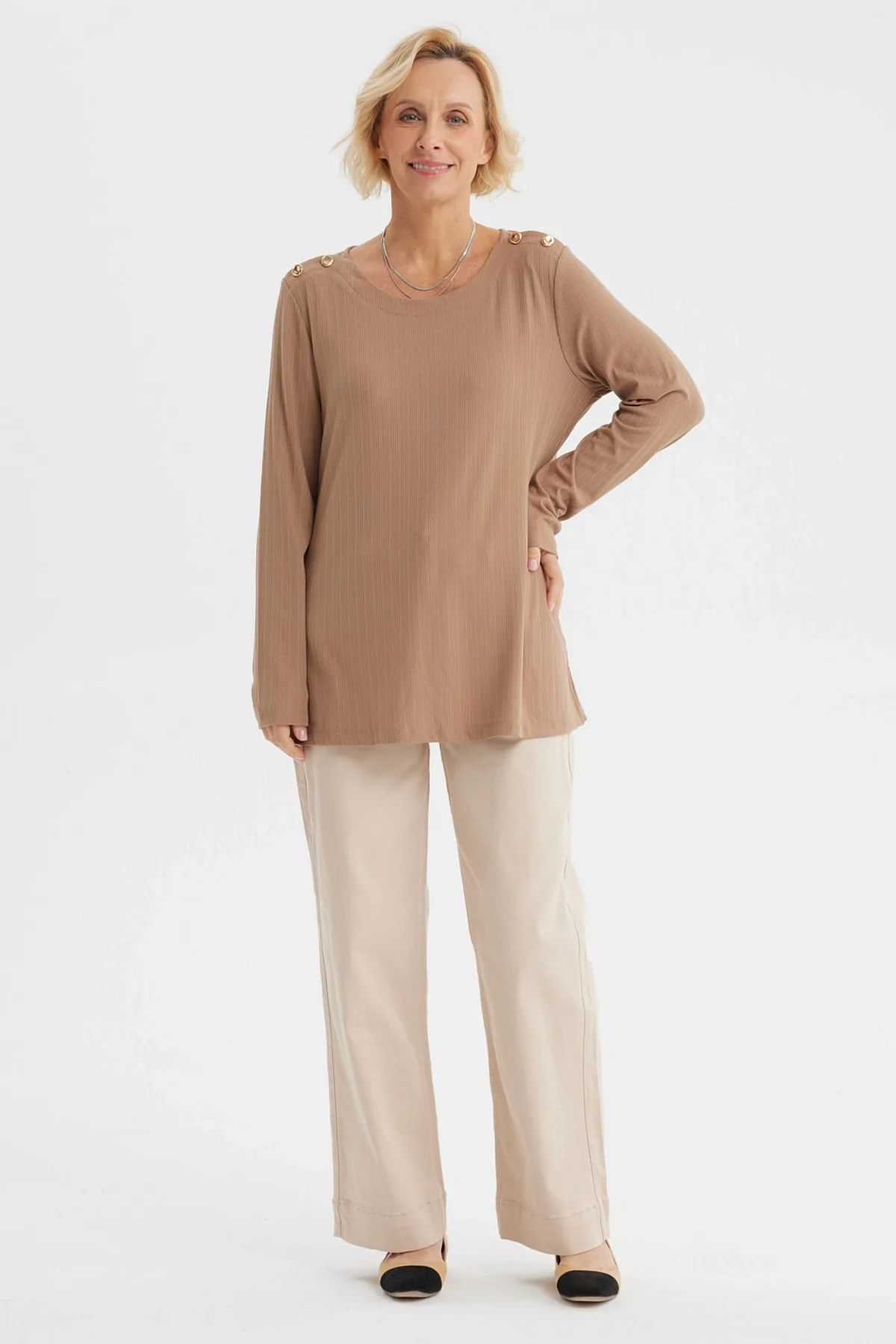 Polera Mujer Lisa Café - Image 4