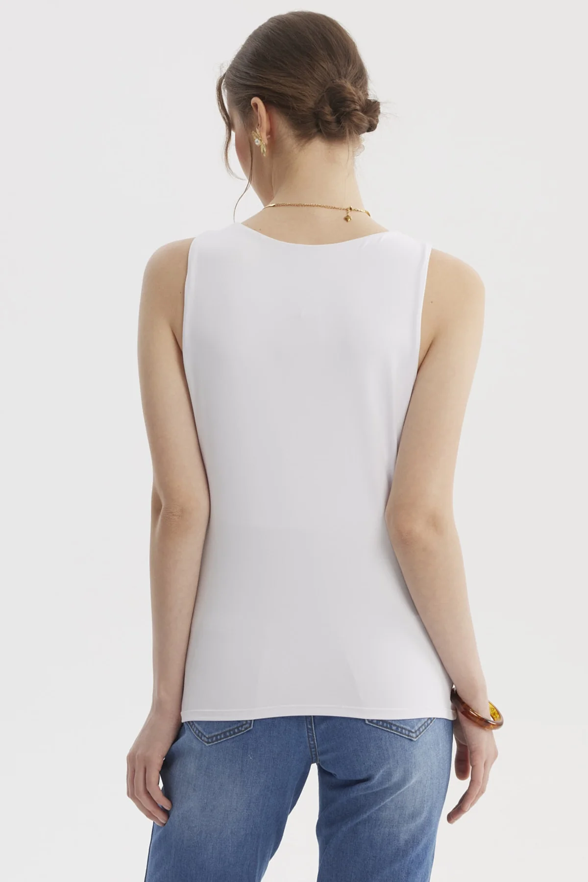 Polera Mujer Lisa Doble Capa Blanco - Image 3