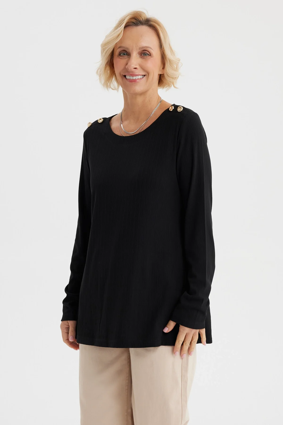 Polera Mujer Lisa Negro - Image 2