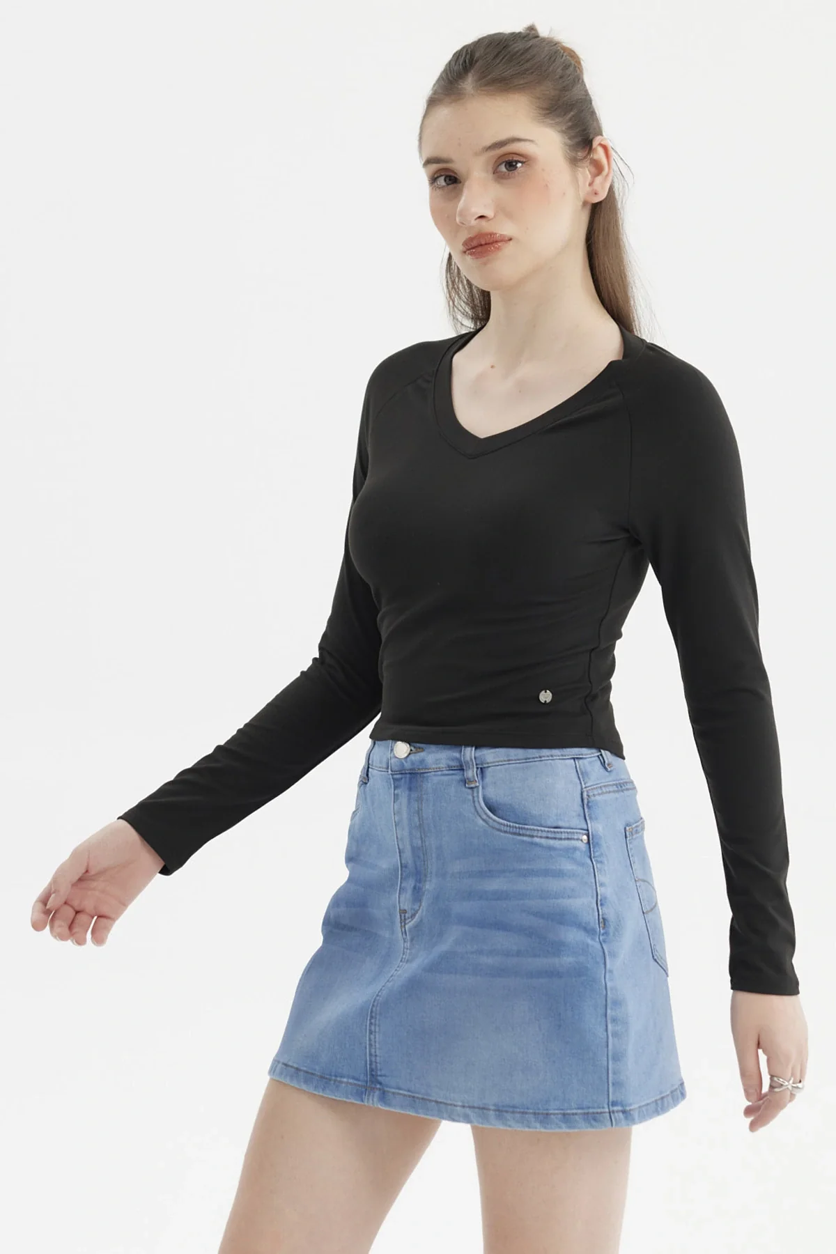 Polera Mujer Lisa Negro - Image 2