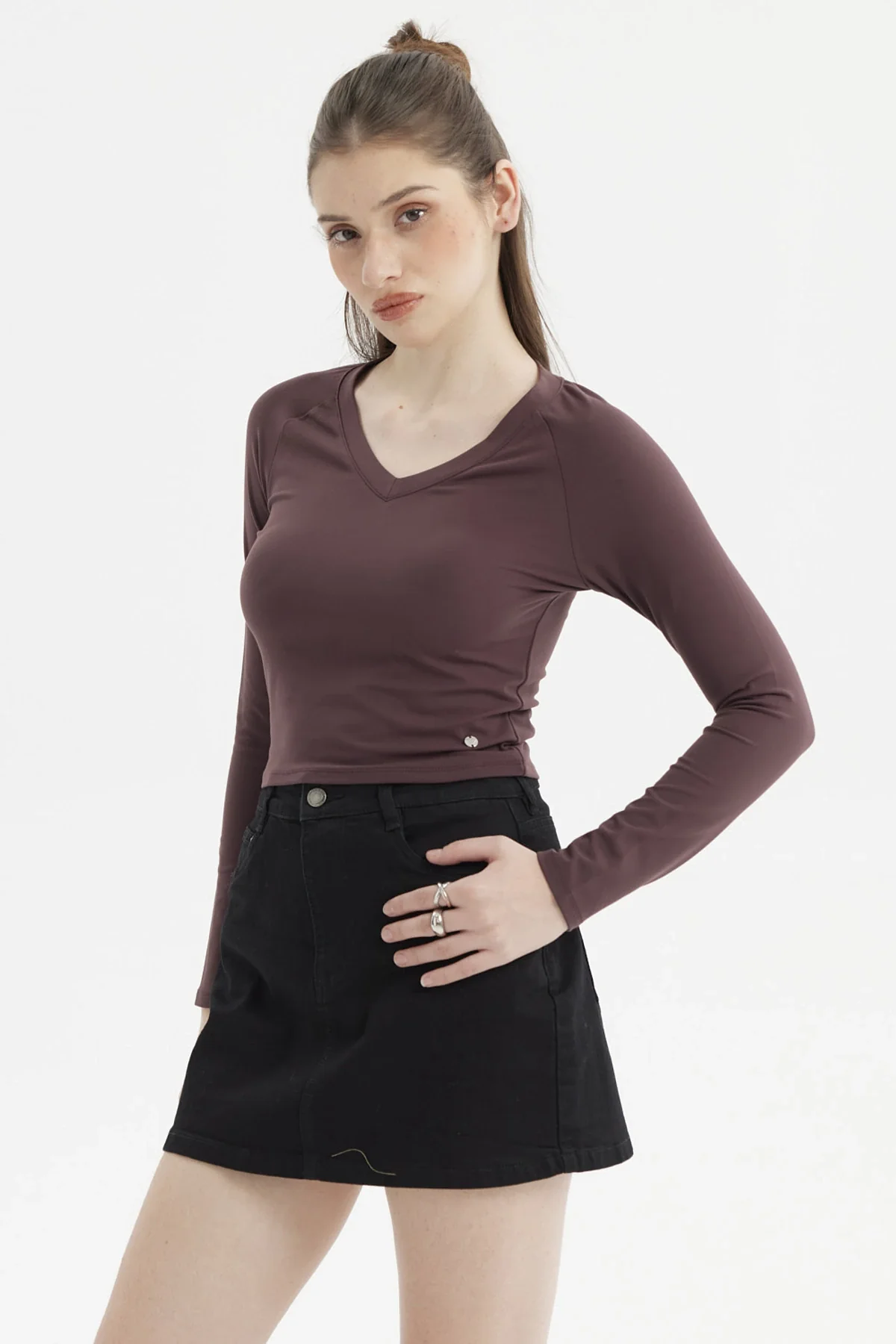 Polera Mujer Lisa Chocolate - Image 2