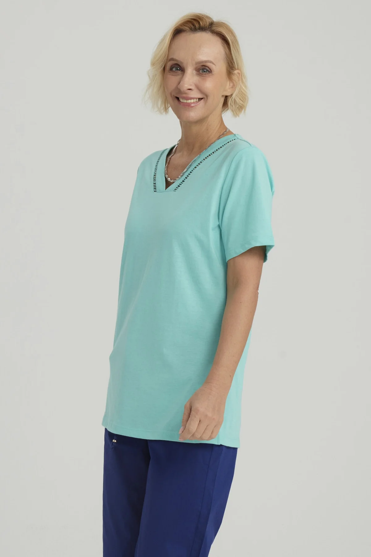 Polera Mujer Lisa Turquesa - Image 2