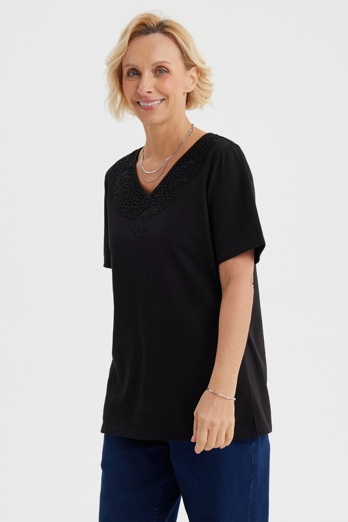 Polera Mujer Macramé Negro - Image 2
