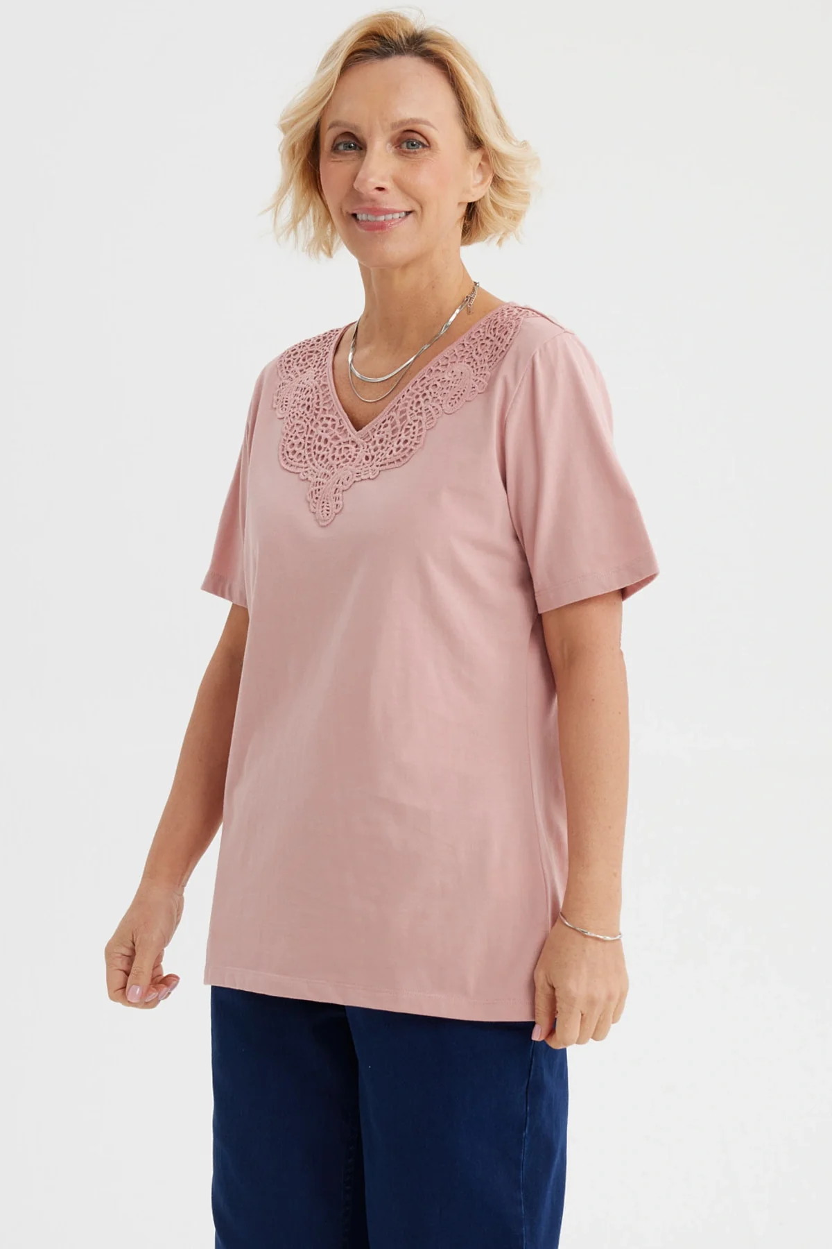 Polera Mujer Macramé Palo Rosa - Image 2