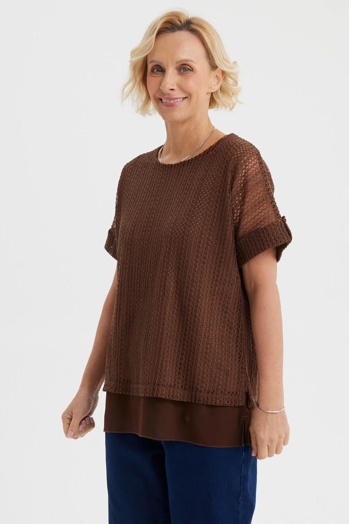 Polera Mujer Malla Café - Image 2