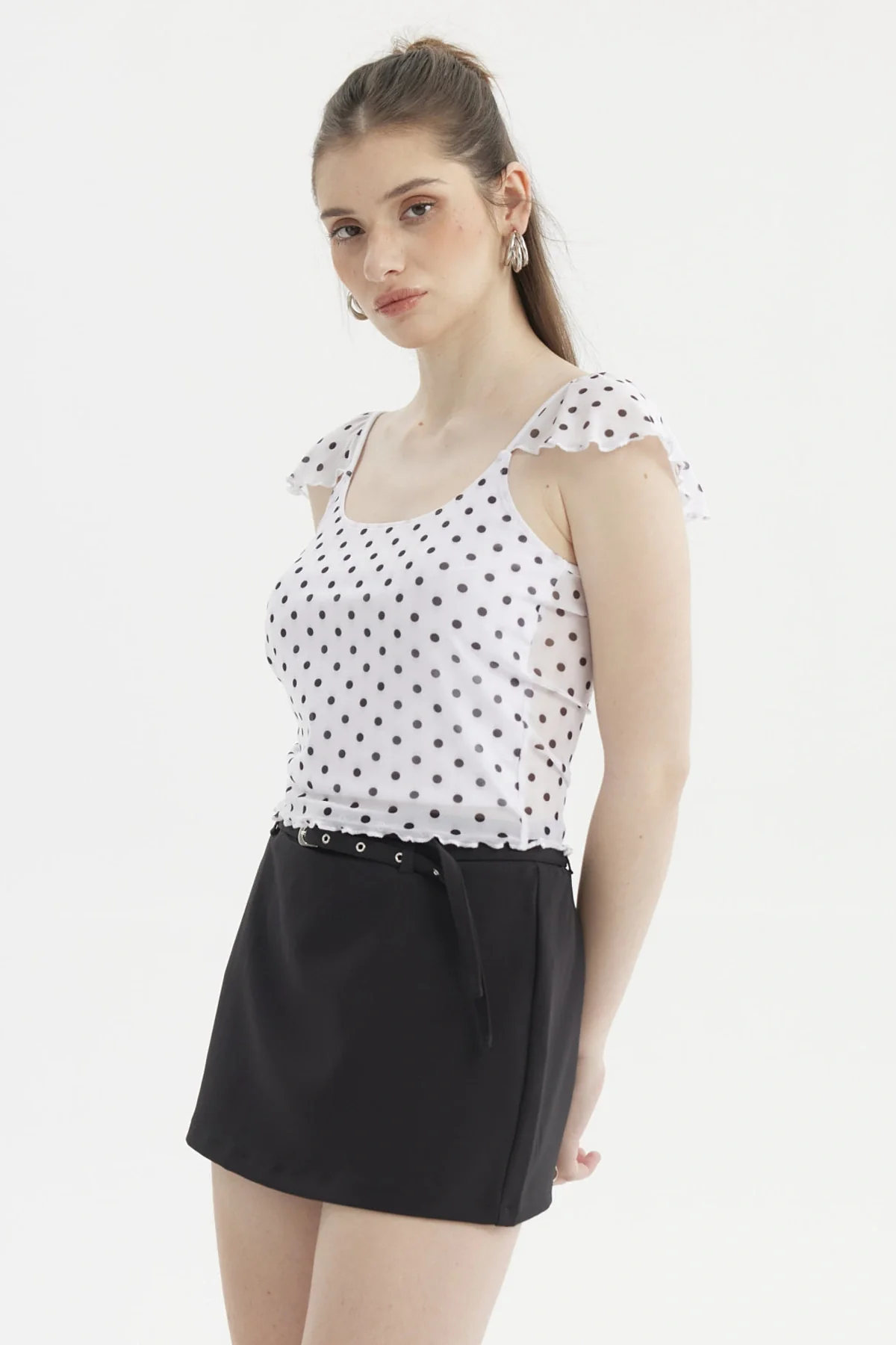 Polera Mujer Manga Vuelos Escote Cuadrado Blanco - Image 2