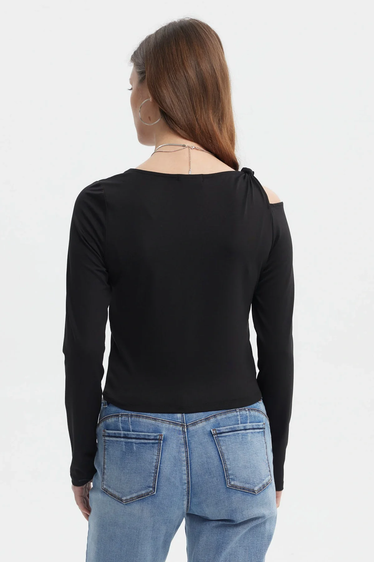 Polera Mujer Nudo Hombro Negro - Image 3