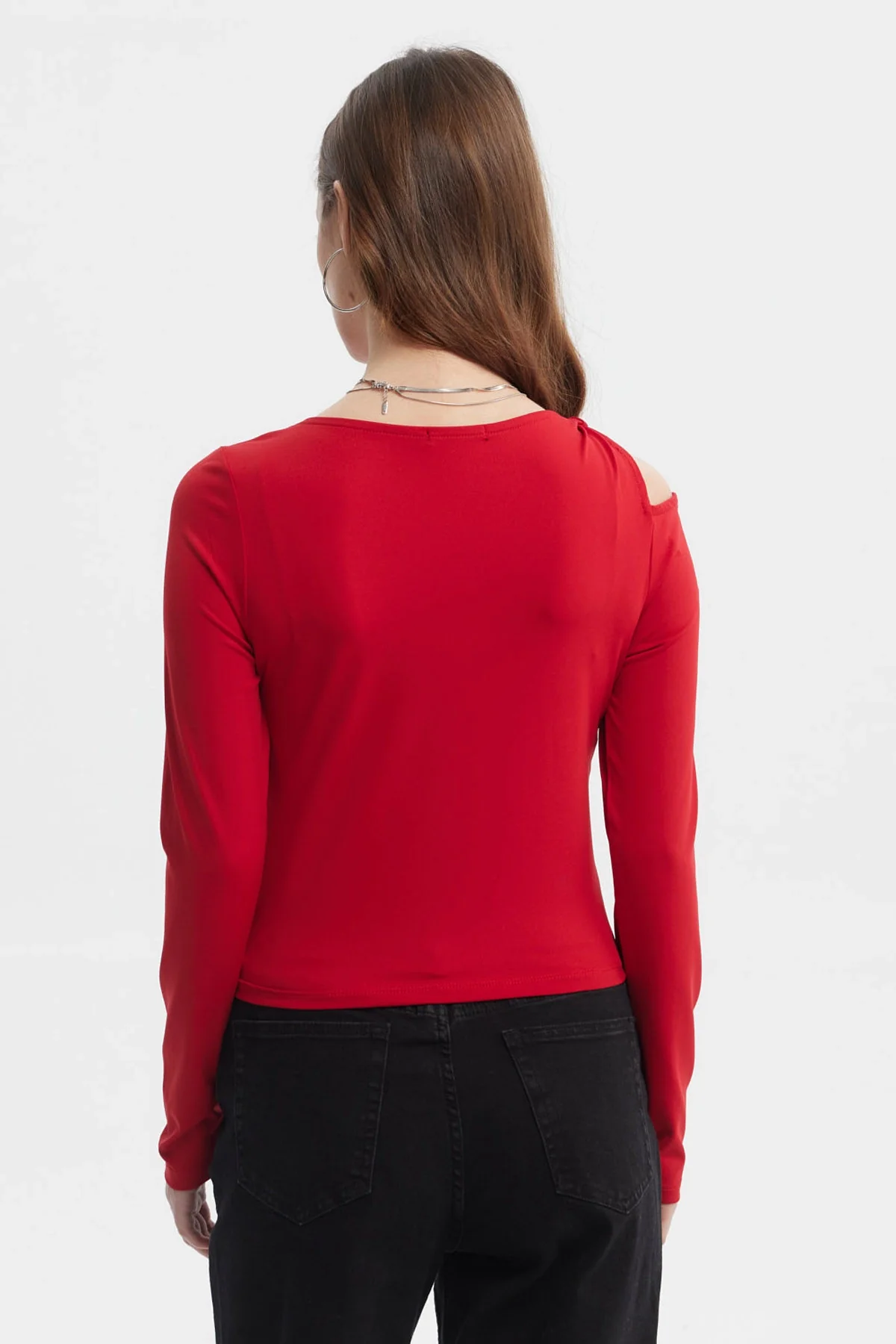 Polera Mujer Nudo Hombro Rojo - Image 3