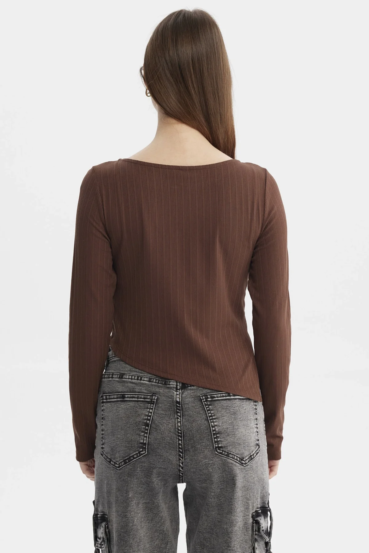 Polera Mujer Ojetillo En Costado Café Oscuro - Image 3