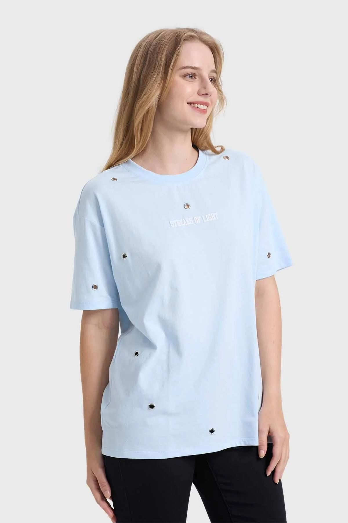 Polera Mujer Ojetillos Celeste - Image 2