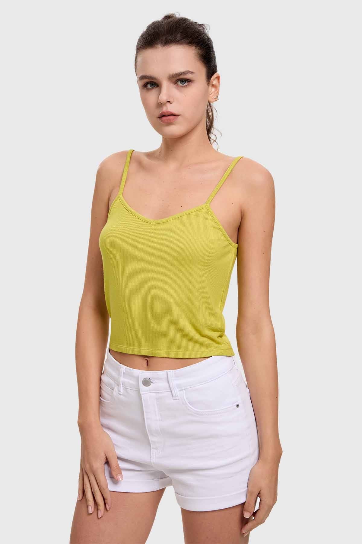 Polera Mujer Pabilo Crop Verde - Image 2