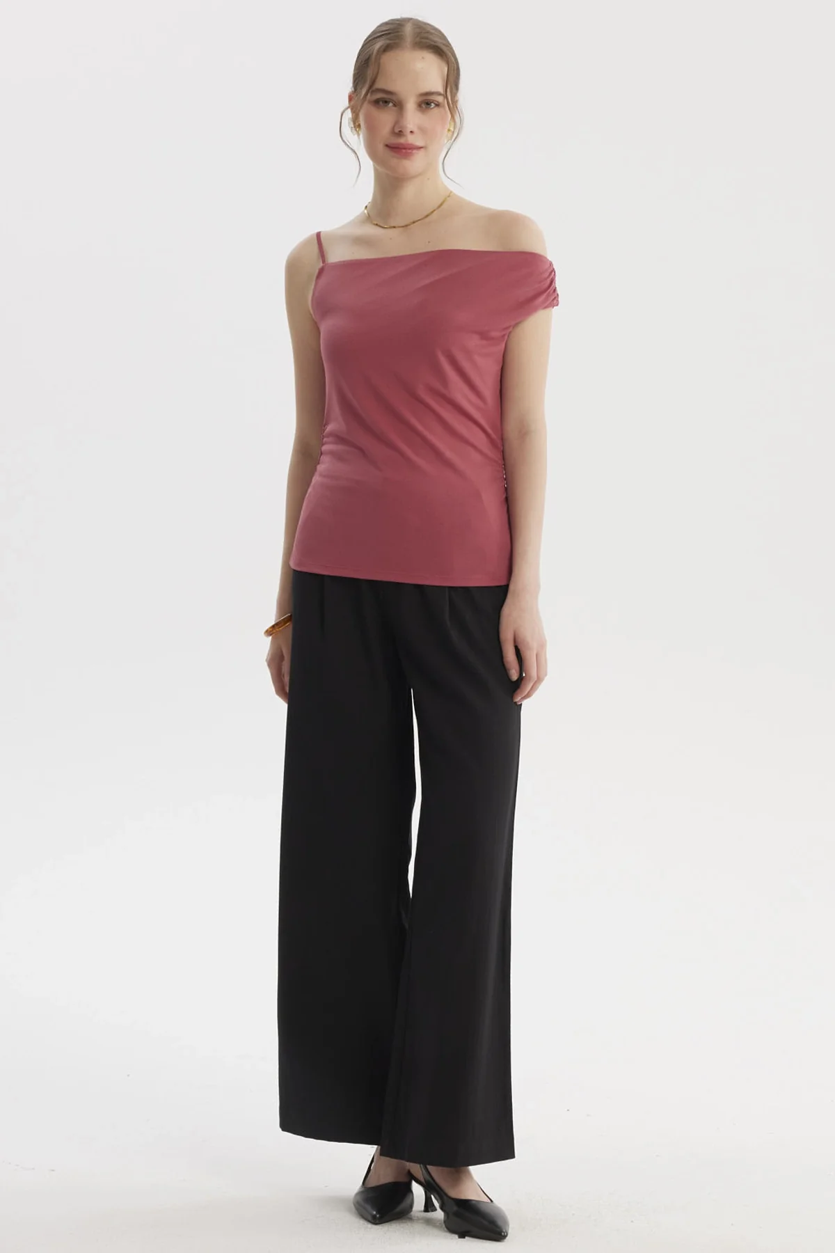 Polera Mujer Pabilo Escote Asimétrico Malva - Image 4