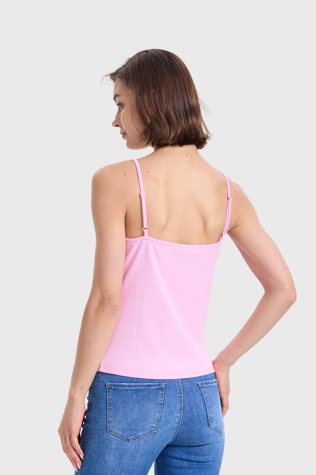 Polera Mujer Pábilo Rib Botones Rosado - Image 3