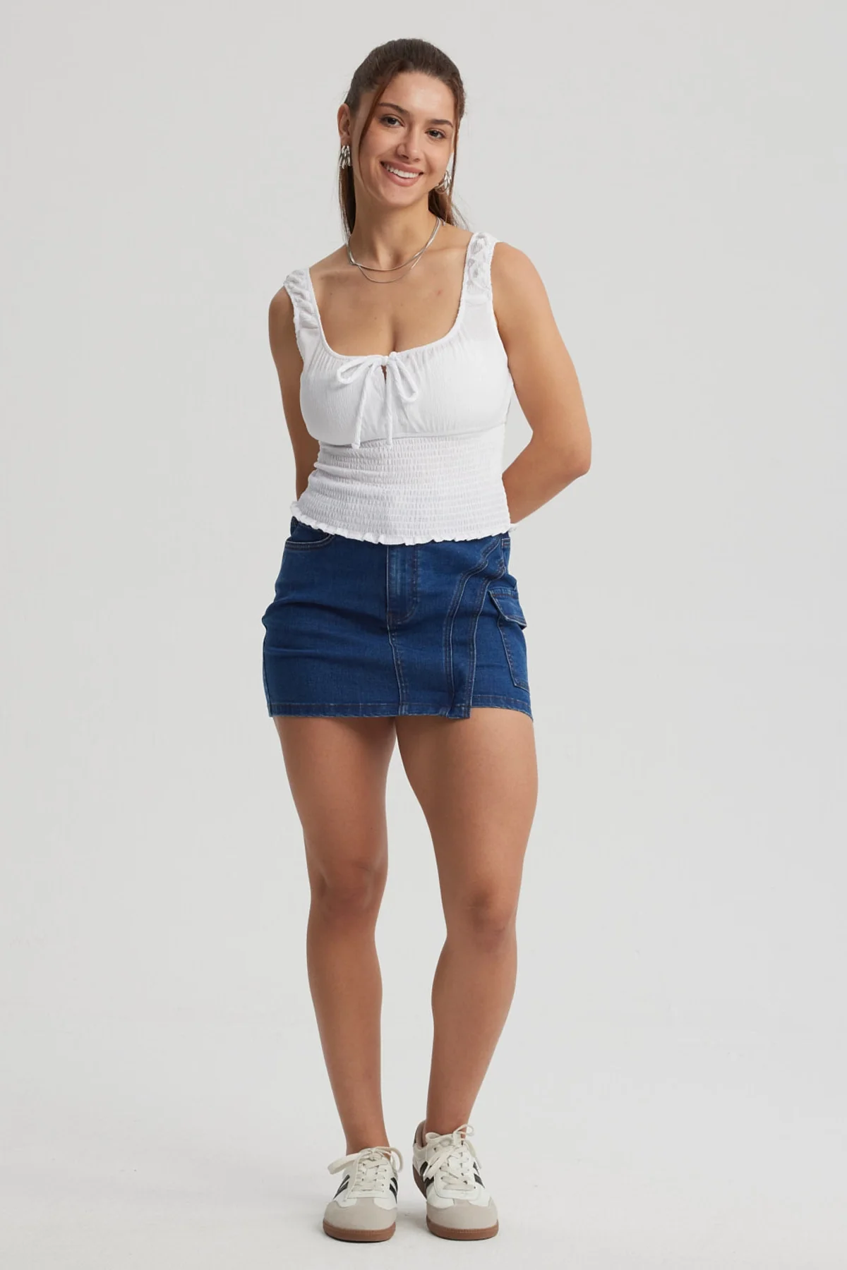 Polera Mujer Panal Lazo Blanco - Image 4
