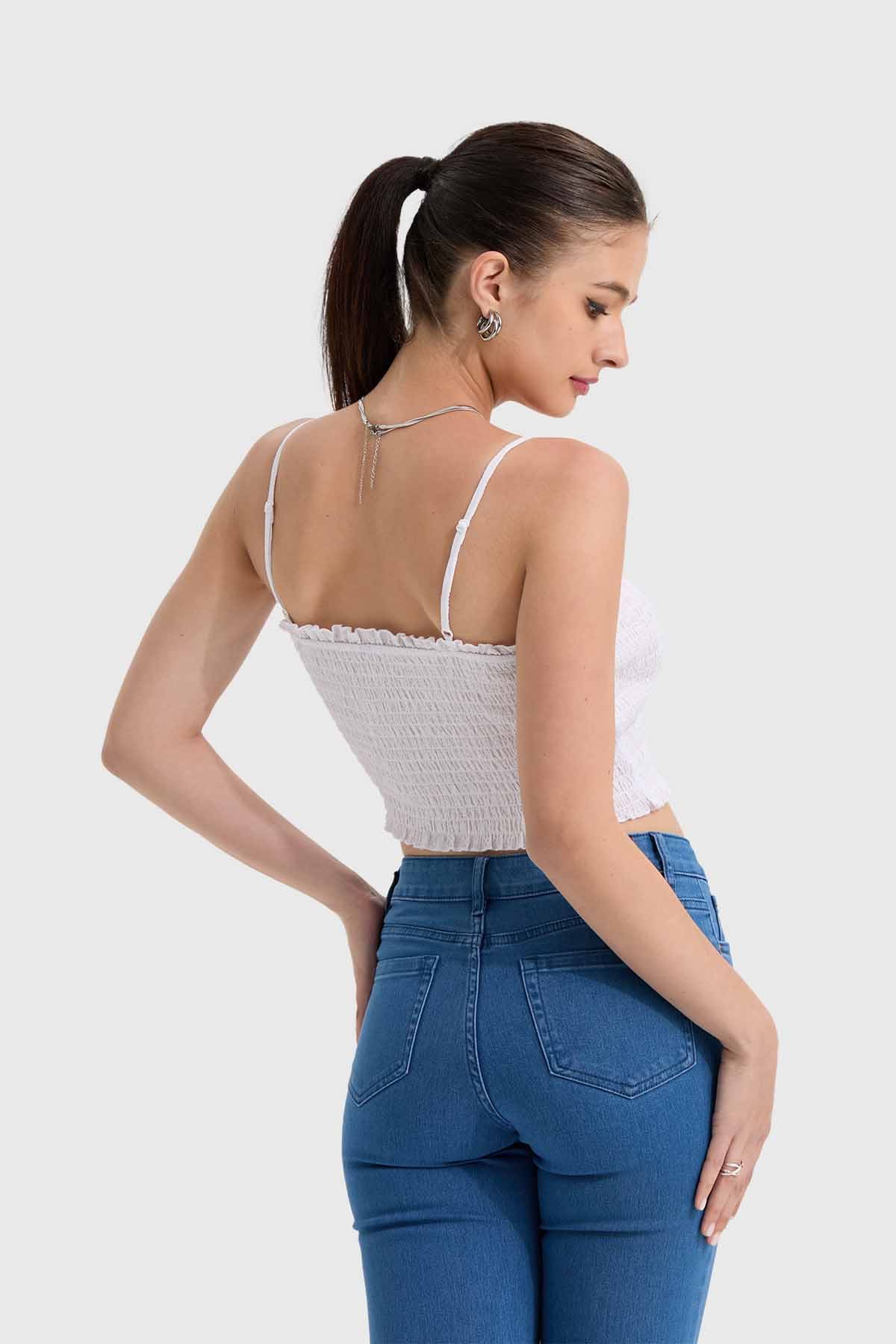 Polera Mujer Panal Pabilo Blanco - Image 3