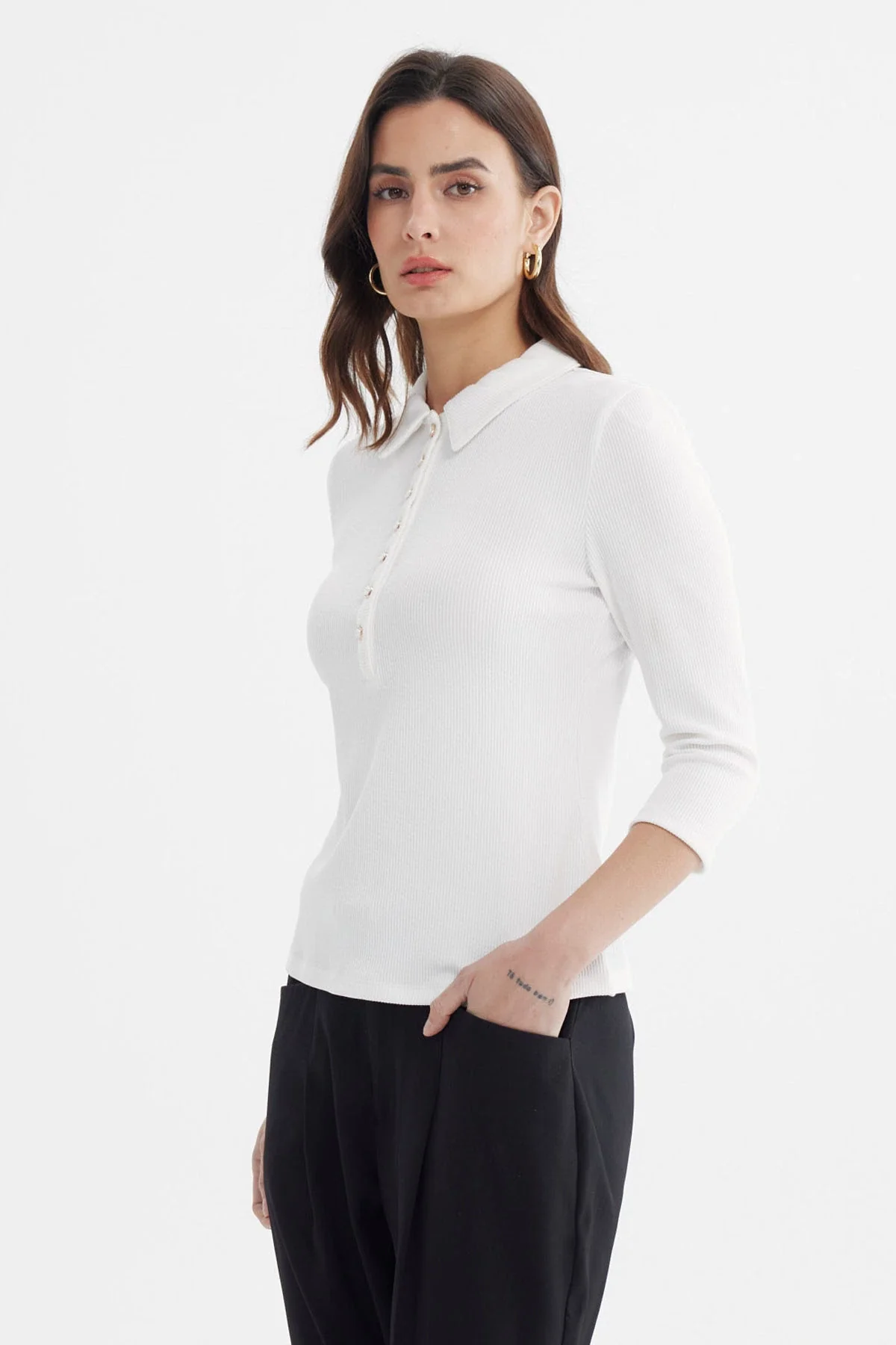 Polera Mujer Pata Botón Crudo - Image 2