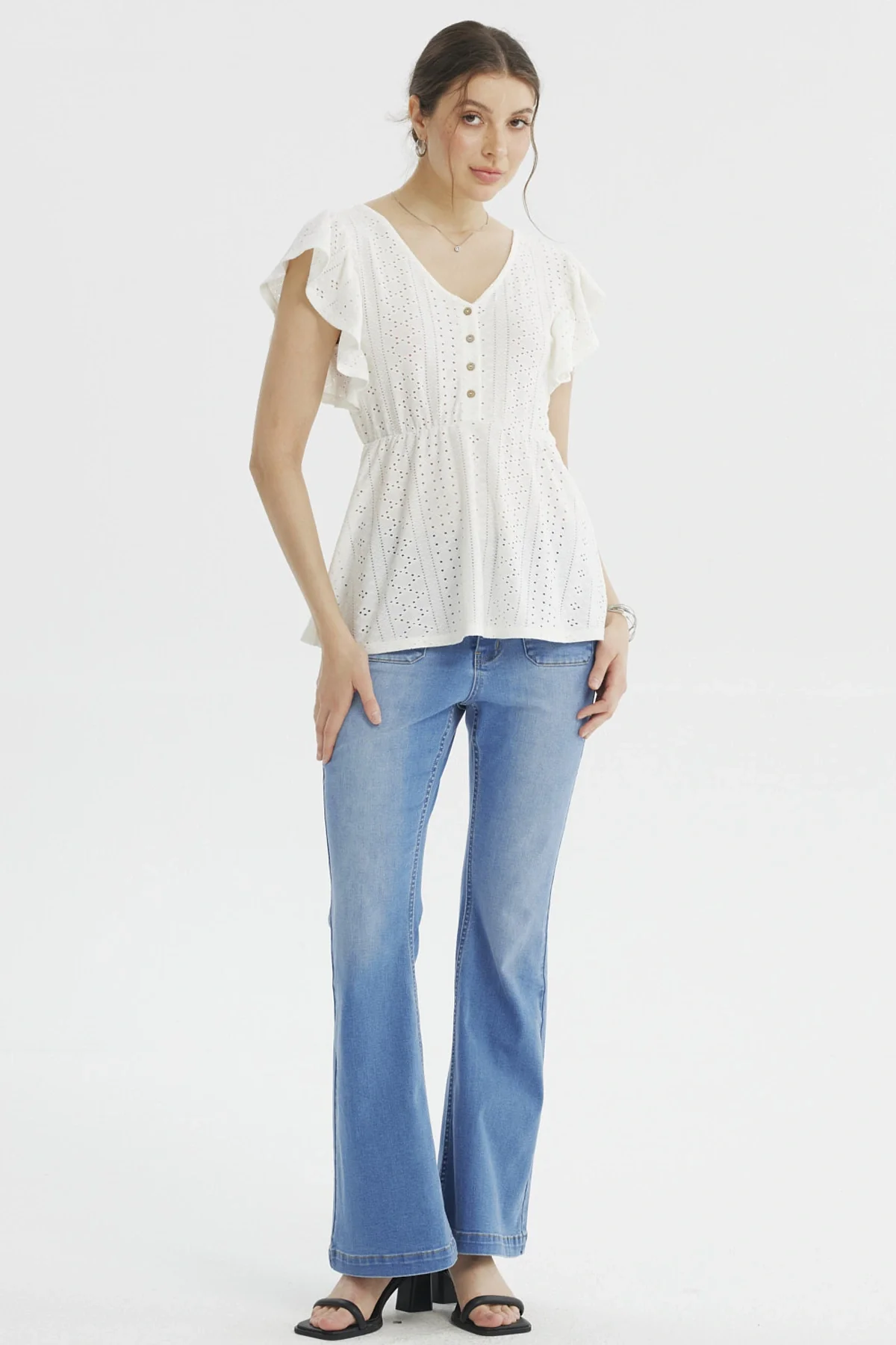Polera Mujer Pata Botón Blanco - Image 4