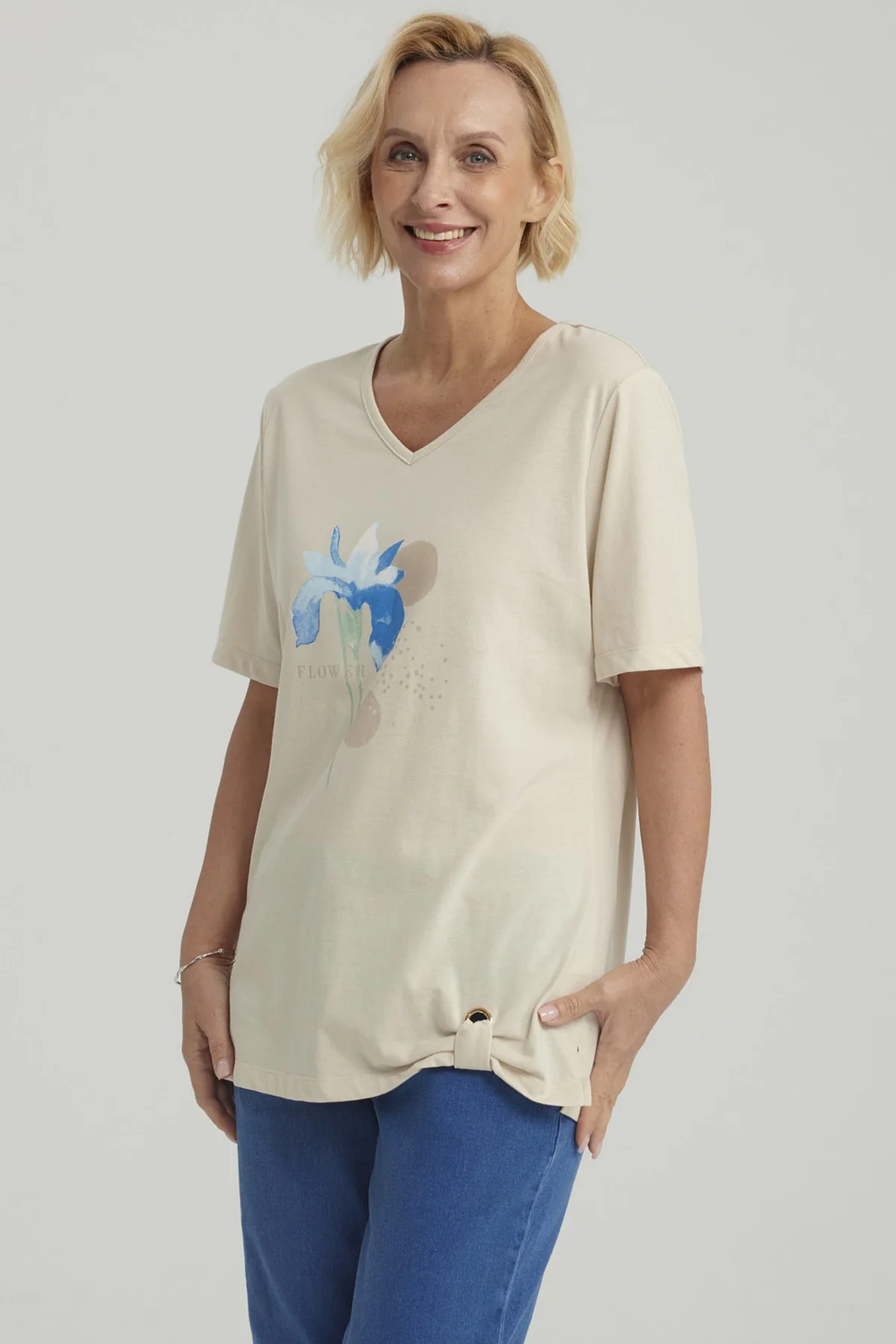 Polera Mujer Print Beige - Image 2