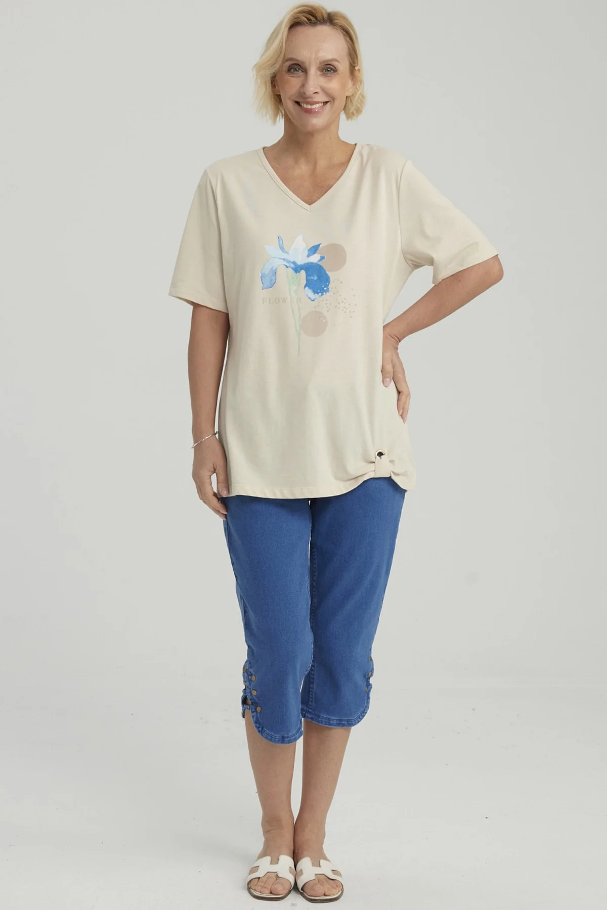 Polera Mujer Print Beige - Image 4