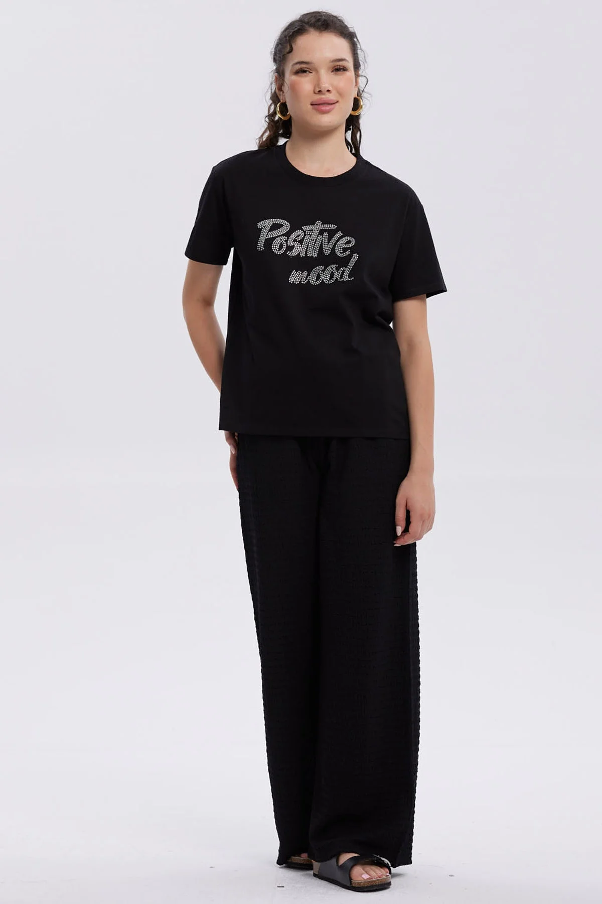 Polera Mujer Print Con Aplicación Negro - Image 4