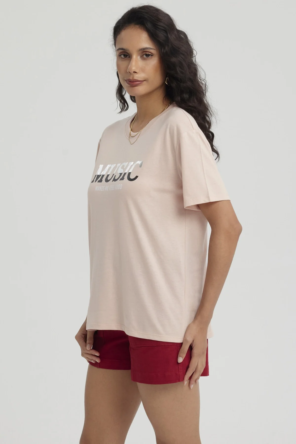 Polera Mujer Print Con Aplicación Palo Rosa - Image 2