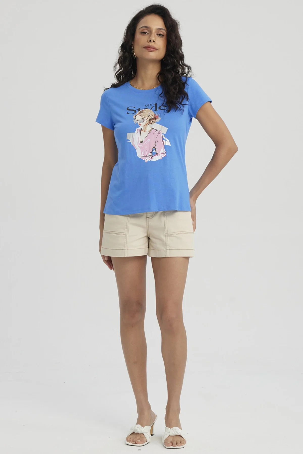 Polera Mujer Print Mujeres Con Aplicación Azulino - Image 4
