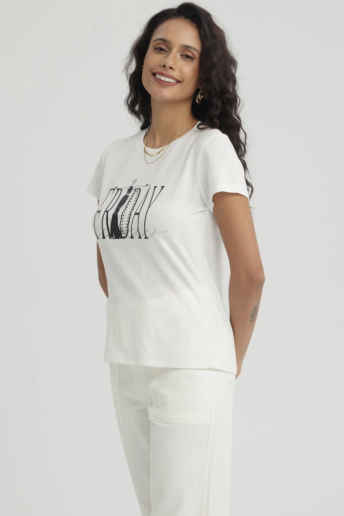 Polera Mujer Print Mujeres Con Aplicación Crudo - Image 2