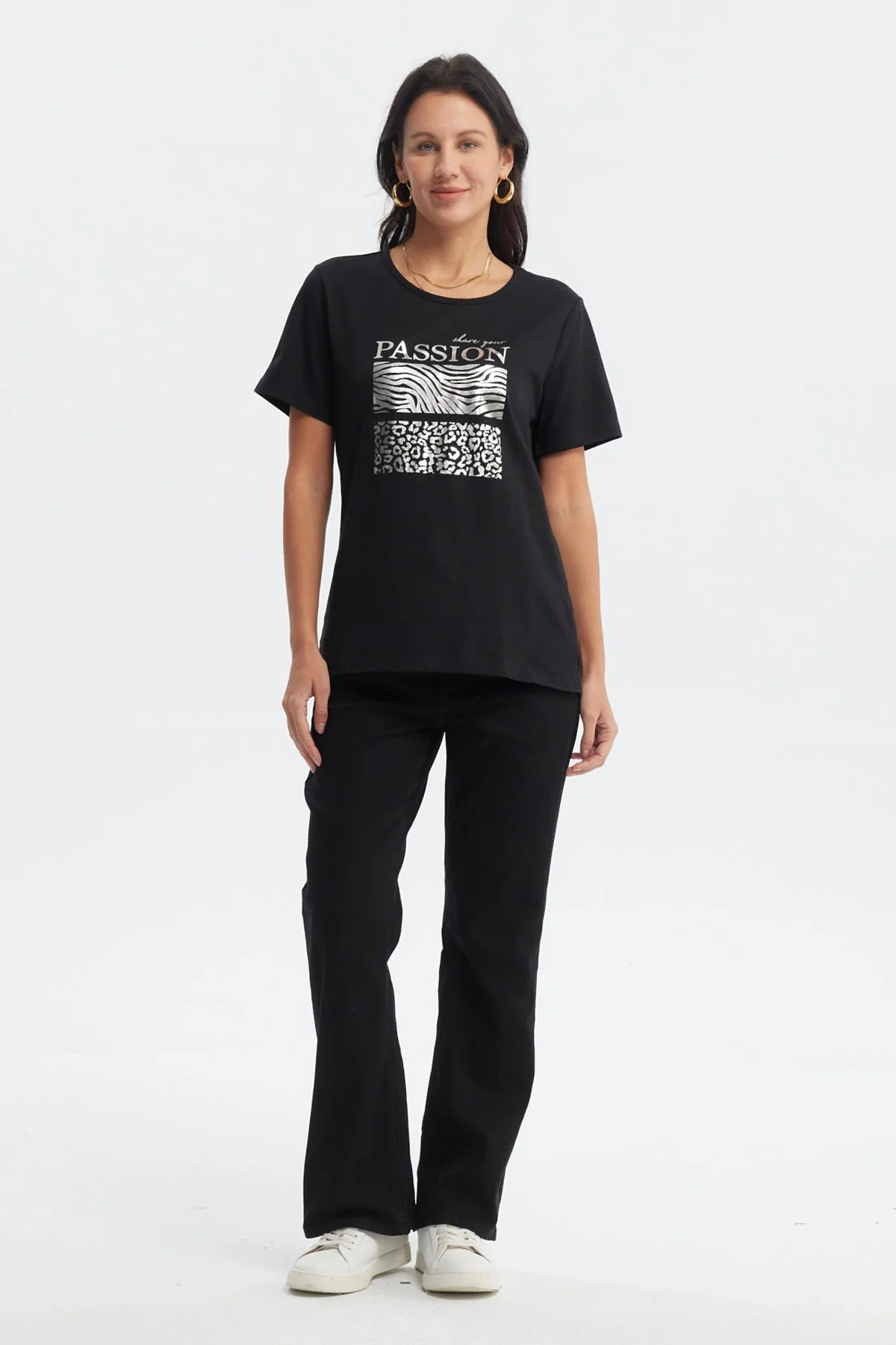 Polera Mujer Print Posicional Negro - Image 4