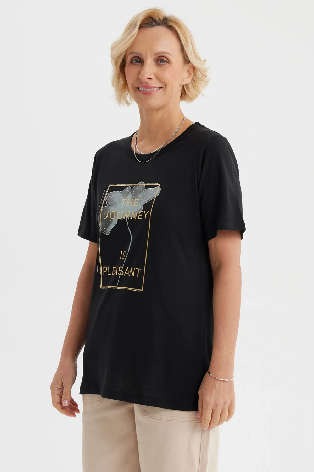 Polera Mujer Print Posicional Negro - Image 2