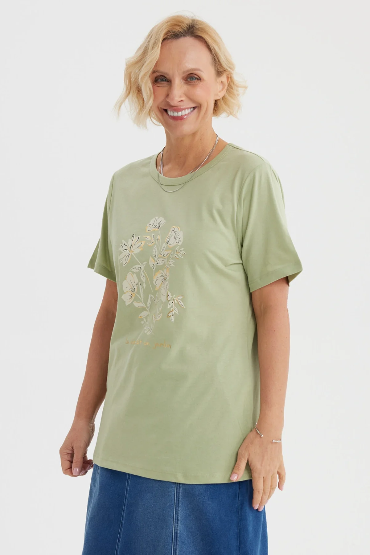 Polera Mujer Print Posicional Verde Claro - Image 2
