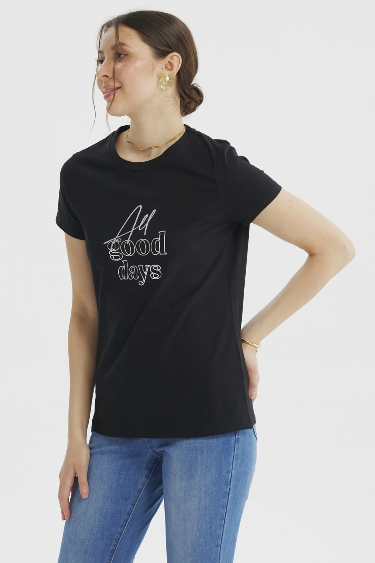 Polera Mujer Print Posiiconal Negro - Image 2